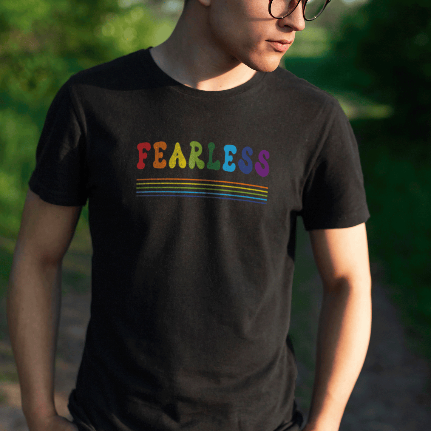 Gay Pride T-shirt - Fearless Rainbow Print